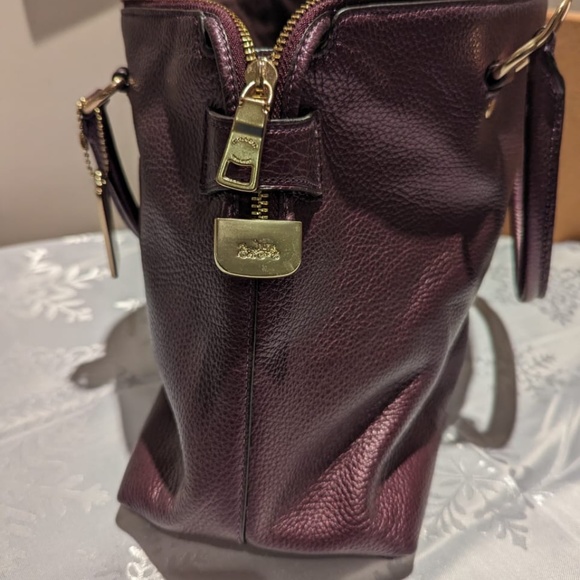Coach Metallic Purple Leather Satchel - Picture 4 of 5